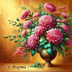 Букет пышных розовых цветов, напоминающих хризантемы