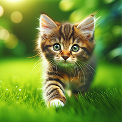 Котенок на зеленой травке