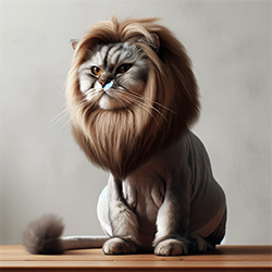Картинка кошки с необычной стрижкой в стиле льва