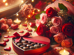 Розы и шоколад в подарок