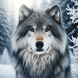 Картинка серого волка в зимней обстановке