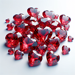 Изображение с красными драгоценными камнями в форме сердец