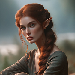 Портрет задумчивой эльфийской девушки