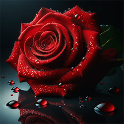 Темно красная роза с каплями воды